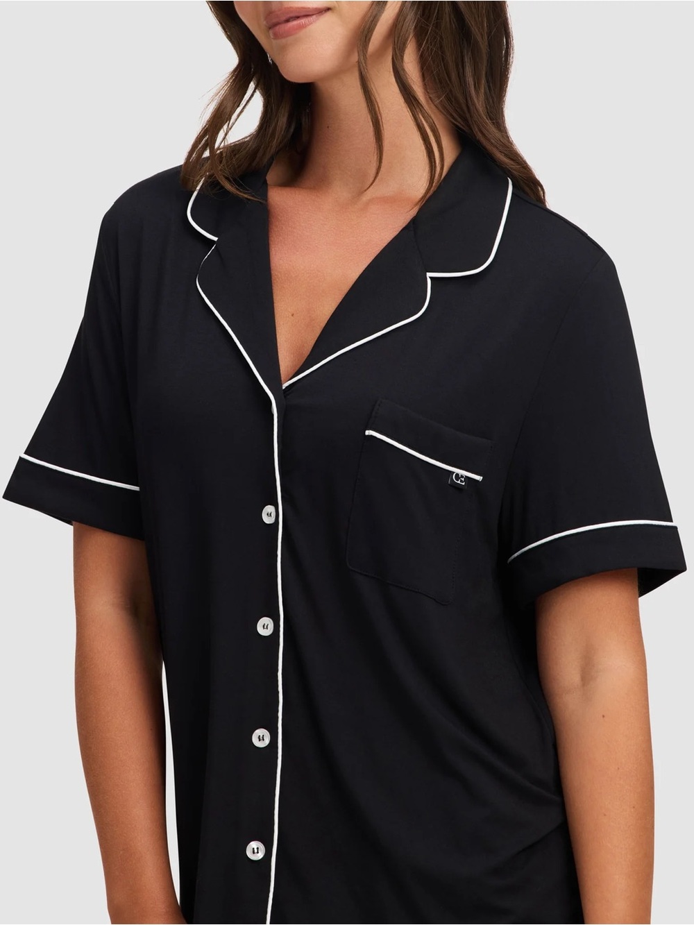 NWT Women's Bamboo Stretch-Knit Short Sleeve Shorts Pajama Set XXL Black White